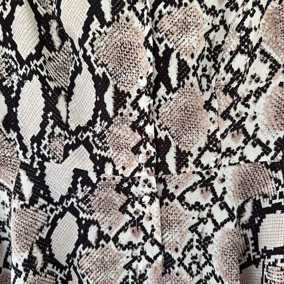 Lulu’s Chic Beige Snakeskin Print Midi Button Up Shirt Dress Small - Picture 6 of 11